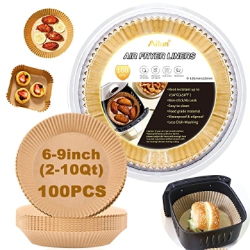 Ailun Air Fryer Paper Liners 8-Inch – 100 PCS Non-Stick & Oil Resistant