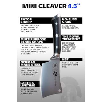 Dalstrong Meat Cleaver Knife -4.5"- Gladiator Series Elite-Heavy Duty Giftable Kitchen Knife - Black Handle-Razor Sharp Knife-Forged High Carbon German Steel -w/Sheath-NSF Certified