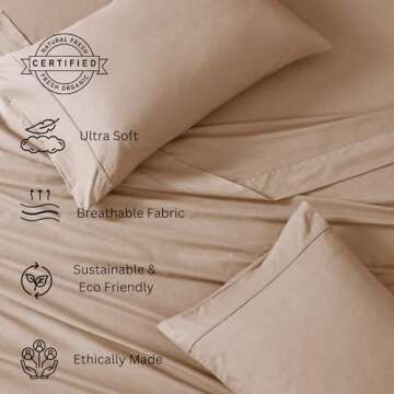 LANE LINEN Organic Cotton Twin Sheet Set in Taupe
