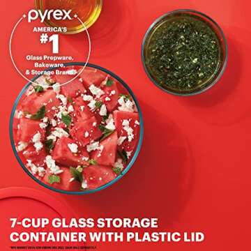 Pyrex Simply Store Glass Food Storage Container, Snug Fit Non-Toxic Plastic BPA-Free Lids, Freezer D...