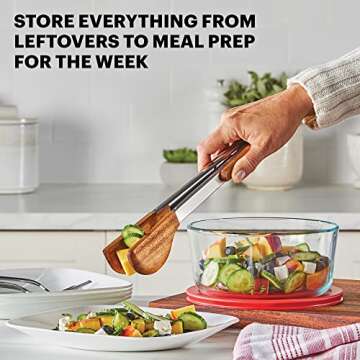 Pyrex Simply Store Glass Food Storage Container, Snug Fit Non-Toxic Plastic BPA-Free Lids, Freezer Dishwasher Microwave Safe, 7 Cup