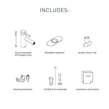 Moen Align Matte Black One-Handle Modern Bathroom Faucet with Drain Assembly and Optional Deckplate, 6190BL