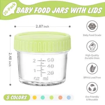 DRKIO 20 Pack Glass Baby Food Storage Containers 4 Oz Baby Food Jars with Lids Baby Food Maker Micro...