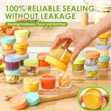 DRKIO 20 Pack Glass Baby Food Storage Containers 4 Oz Baby Food Jars with Lids Baby Food Maker Microwave Dishwasher Freezer Safe 100% Leak-Proof BPA Free