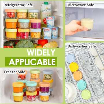 DRKIO 20 Pack Glass Baby Food Storage Containers 4 Oz Baby Food Jars with Lids Baby Food Maker Microwave Dishwasher Freezer Safe 100% Leak-Proof BPA Free