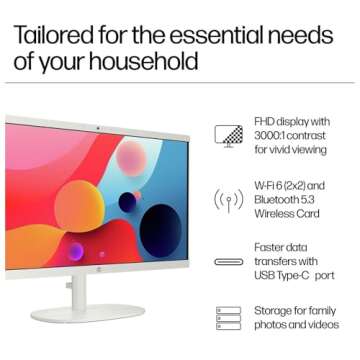 HP 22" All-in-One Desktop Computer for Home and School, Intel Quad-Core Processor (Beat i3-1110G4), ...