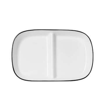 LiuLiuQiQi Porcelain Healthy Eating Plate, Diet Dinner Plate with 2 Compartment, Portion Control Pla...