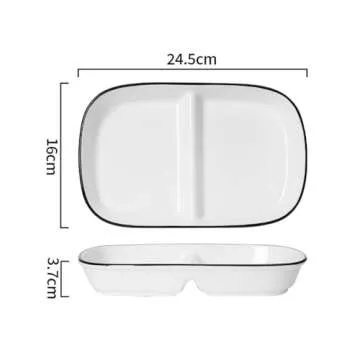 LiuLiuQiQi Porcelain Healthy Eating Plate, Diet Dinner Plate with 2 Compartment, Portion Control Plates for Adults Weight Loss