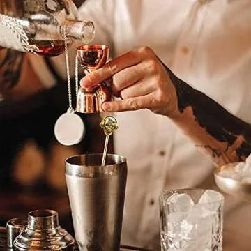 Mewuthede Skull Shape Swizzle Sticks, Reusable Stainless Steel Coffee Beverage Stirrers Cocktail, 5-Pack Drink Stir Sticks for Bar Party Home Office (Gold)