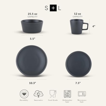 Stylish Stone Lain Coupe Dinnerware Set for 4