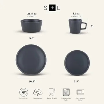 Stylish Stone Lain Coupe Dinnerware Set for 4