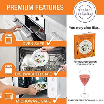 Portion Control Bariatric Plates and Bowls - set of 2 each in Porcelain - 8 Inch - Gastric Bypass Surgery, LapBand or Gastric Sleeve Portion Plate and Bowl by Bariatric Clinic for Ideal Weight Control