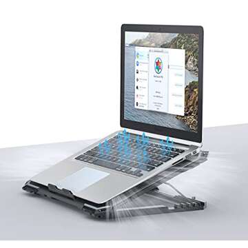 KYOLLY Upgrade Laptop Cooling Pad,Gaming Laptop Cooler with 5 Quiet Fans,2 USB Ports,5 Adjustable Stand Height,Blue LED Lights,for 15.6 Inch Laptops