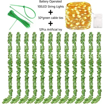 12 Pack Fake Vines with LED Lights for Room Decor