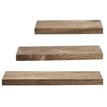 Amazon Basics Floating Shelves - 16, 20, 24-Inch, Natural Wood, Set of 3