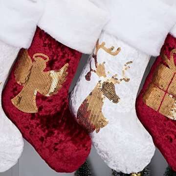 GEX Christmas Stockings Set of 6 for Festive Decor
