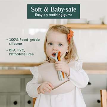 Simka Rose Silicone Straws - Short Bendy Kids Set - BPA Free Baby & Toddler Drinking Straws w/Cleaning Brush - Reusable 5-Inch Multicolor