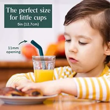 Simka Rose Silicone Straws - Short Bendy Kids Set - BPA Free Baby & Toddler Drinking Straws w/Cleaning Brush - Reusable 5-Inch Multicolor