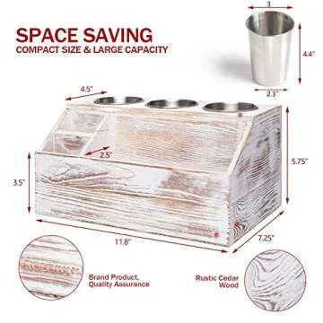 ROLOWAY Wooden Hair Tool Organizer - Blow Dryer Holder - Curling Iron Holder - Flat Iron Holder - Hair Styling Tools & Accessories Organizer - Bathroom Vanity Countertop Organizer (Rustic)