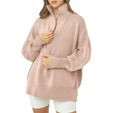 Oversized Quarter Zip Sweater for Women - ANRABESS 2024