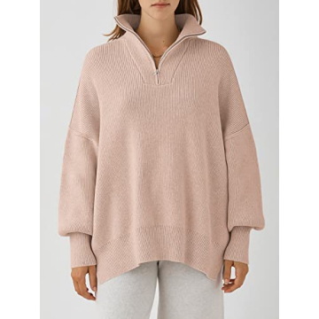Oversized Quarter Zip Sweater for Women - ANRABESS 2024