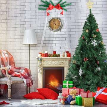 LUCKYERMORE Artificial Christmas Pine Tree 10 Ft High, Fack Classic Xmas Tree Eco-Friendly PVC Branch with Premium Metal Stand, Green