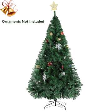 LUCKYERMORE Artificial Christmas Pine Tree 10 Ft High, Fack Classic Xmas Tree Eco-Friendly PVC Branch with Premium Metal Stand, Green