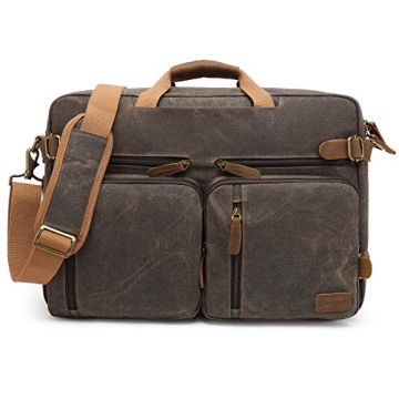 CoolBELL Laptop Messenger Bag Vintage Shoulder Bag Convertible Backpack Retro Briefcase Versatile Tr...