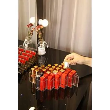 YIEZI Lipstick Holder Organizer 48 Spaces Acrylic Stackable Fish Shape Lipstick Tower, Lip Gloss Storage Stand, Perfect for Lipgloss Organizers Makeup Vanity Display, Clear (3 Pack)