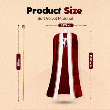 Tigerdoe King Costume-3 Pc Medieval Adult Costume Set- King Crown, Regal Robe, and Royal Scepter-Cos...