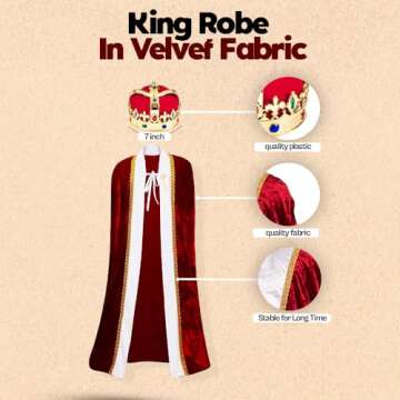 Tigerdoe King Costume for Adults - Regal 3 Pc Set