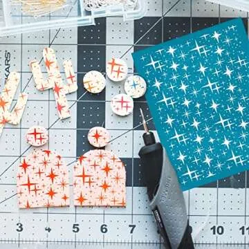 OLYCRAFT 4x5 Inch Clay Stencils Star Pattern Silk Screen for Polymer Clay Small Star Silk Screen Stencils Mesh Transfer Stencils Star Theme Mesh Stencil for Polymer Clay Jewelry Making