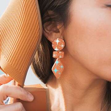 OLYCRAFT 4x5 Inch Clay Stencils Star Pattern Silk Screen for Polymer Clay Small Star Silk Screen Stencils Mesh Transfer Stencils Star Theme Mesh Stencil for Polymer Clay Jewelry Making