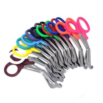 12/Pack Assorted Rainbow Colors Trauma Paramedic Shears Scissors 7.5" Made of Premium Quality Stainless Steel - for EMT, Nurses, Crafting, Tailoring, Doctors, Firefighter + More