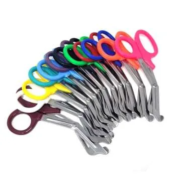 12/Pack Assorted Rainbow Colors Trauma Paramedic Shears Scissors 7.5" Made of Premium Quality Stainless Steel - for EMT, Nurses, Crafting, Tailoring, Doctors, Firefighter + More