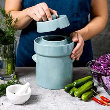 Fermentation Crock Jar for Homemade Sauerkraut & Kimchi