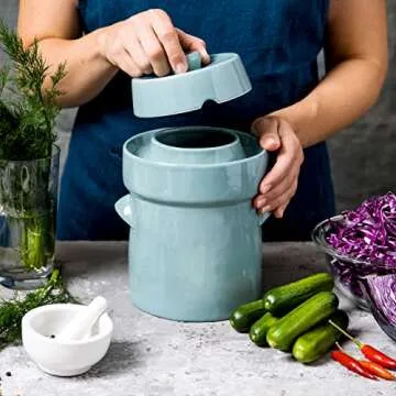 Fermentation Crock Jar for Homemade Sauerkraut & Kimchi