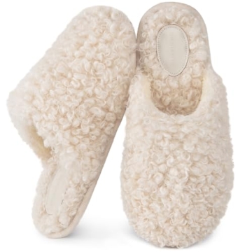 Snug Leaves Women's Furry Scuff Slippers - Cozy Memory Foam House Shoes