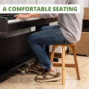 BEEFURNI Round Wooden Acacia Stool - 350 lbs Capacity