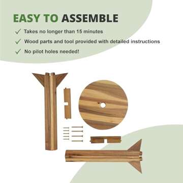 BEEFURNI Round Wooden Acacia Stool - 350 lbs Capacity