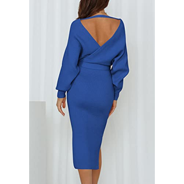 Flattering Pink Queen V Neck Sweater Dress for Women