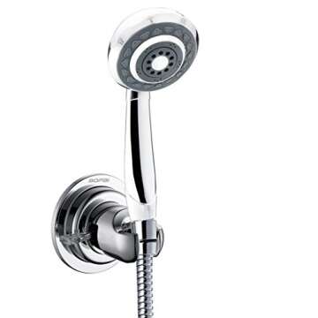 BOPai Suction Shower Head Holder, Relocatable Handheld Showerhead Holder, Chrome, Suitable for Insta...