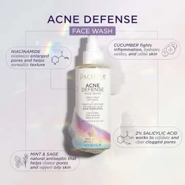 Pacifica Acne Defense Face Wash - Deep Pore Purifying Face Cleanser - w/ 2% Salicylic Acid, Pore Reducing Niacinamide & Inflammation Reducing Cucumber - for Sensitive Skin Vegan Dermatologist Tested