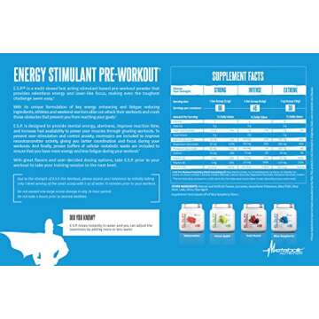 Metabolic Nutrition - ESP - Stimulating Pre Workout, Pre Intra Workout Supplement, Energy and Endurance Stimulating, Natural & Safe, High Energy, Mental Focus, Green Apple, 300 Grams (90 Servings)