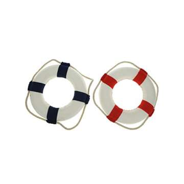 Bilipala 2PCS Welcome Cloth Decorative Life Ring, Buoy Home Wall Nautical Decor, Red&Blue