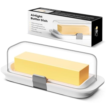 Pisol Butter Dish with Lid for Countertop and Refrigerator Door Shelf, Airtight Butter Keeper Contai...