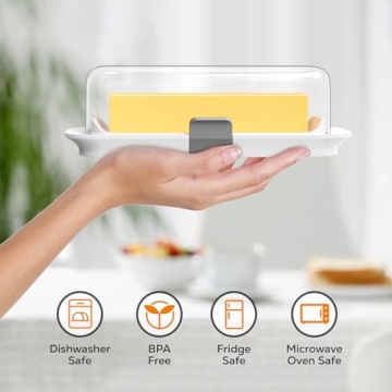 Pisol Butter Dish with Lid for Countertop and Refrigerator Door Shelf, Airtight Butter Keeper Container, Butter Holder for East/West Coast Butter, BPA-free, Microwave/Dishwasher Safe
