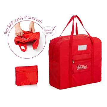 KiddiGo Booster Seat Travel Bag for Airplane, Red, 17" H x 16.5" W x 9.5" D, Fits Most Backless Boos...