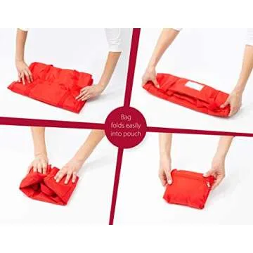 KiddiGo Booster Seat Travel Bag for Airplane, Red, 17" H x 16.5" W x 9.5" D, Fits Most Backless Booster Seats, Easy to Carry with Luggage Handle, Durable Zippers & Front Small Pocket