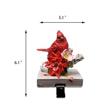 Newman House Studio Christmas Cardinal Stocking-Holder Decoration - Holiday Figurines Stocking-Hanger for Fireplace Mantle 5.1 * 4.3 * 6.1 inch